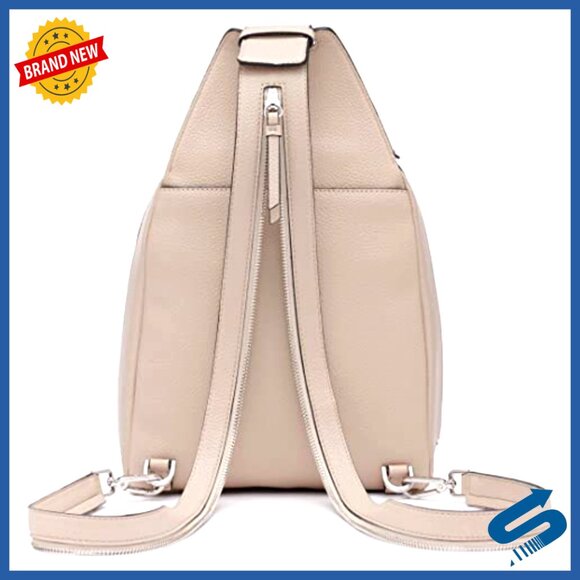 Vegan Leather Convertible Sling Backpack with 2 Pockets, One Size main image 5
